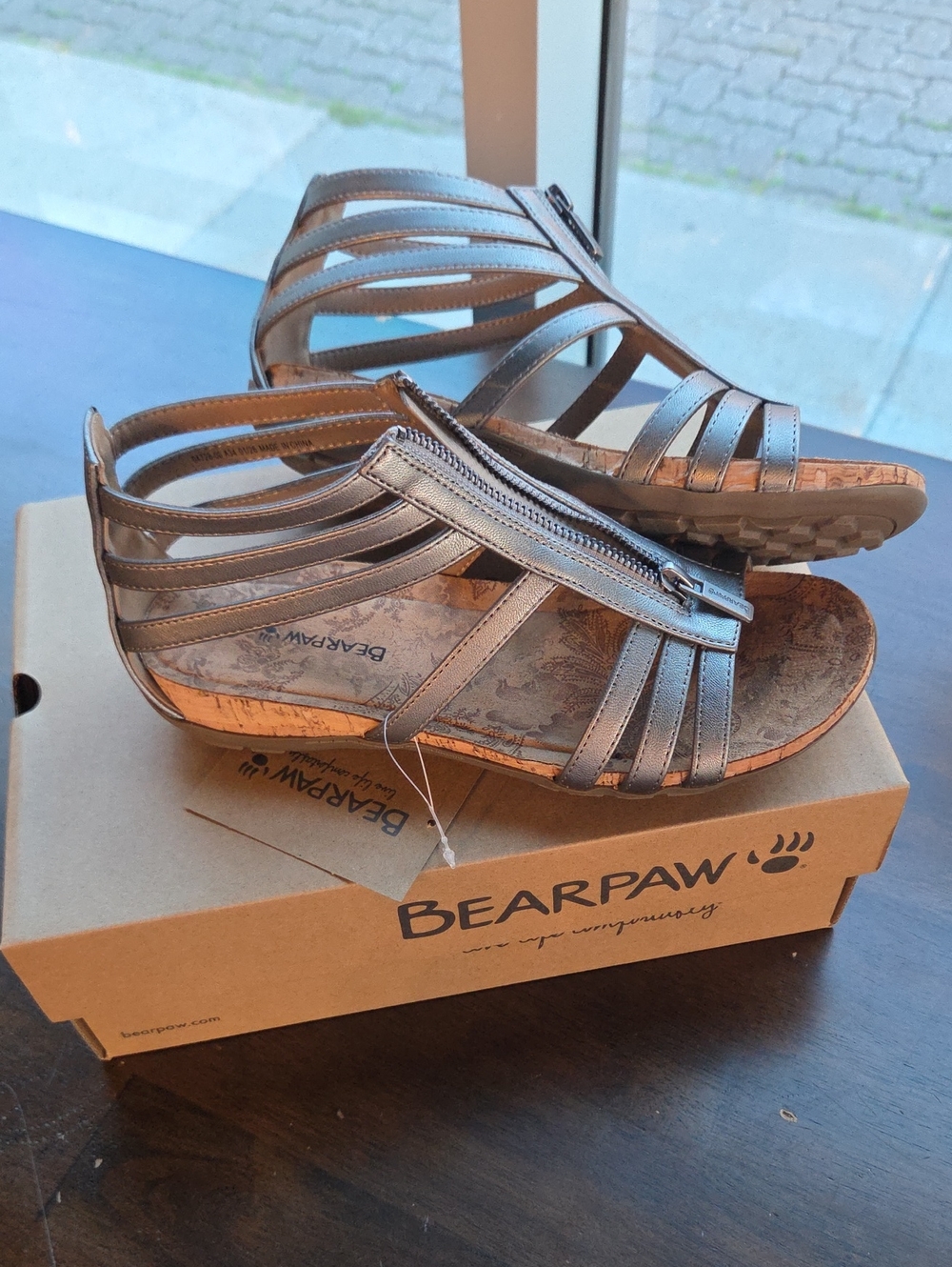 BearPaw Size 8 Women's Charcoal Strappy Sandals NEW